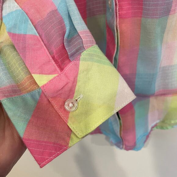 Rails Taylors Gauze Button Down Neon Blouse Sz S - Picture 5 of 11